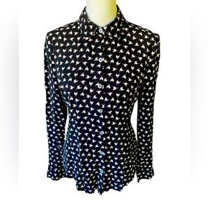 Cloth & Portrait Black Rayon Button Front Chicken Shirt, Women’s Size Small